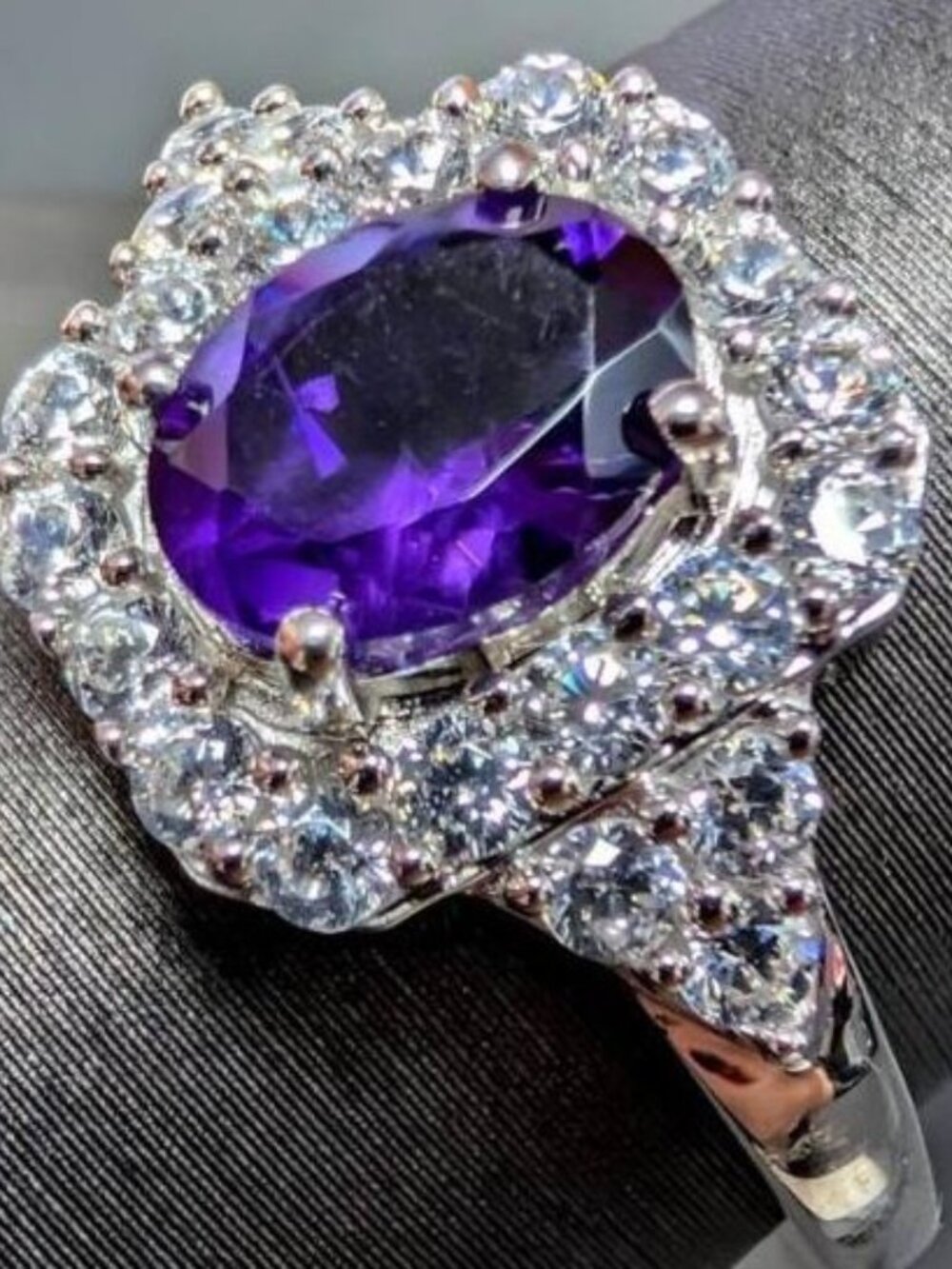 Sterling Silver 3.88g Amethyst 1.5ct Ring